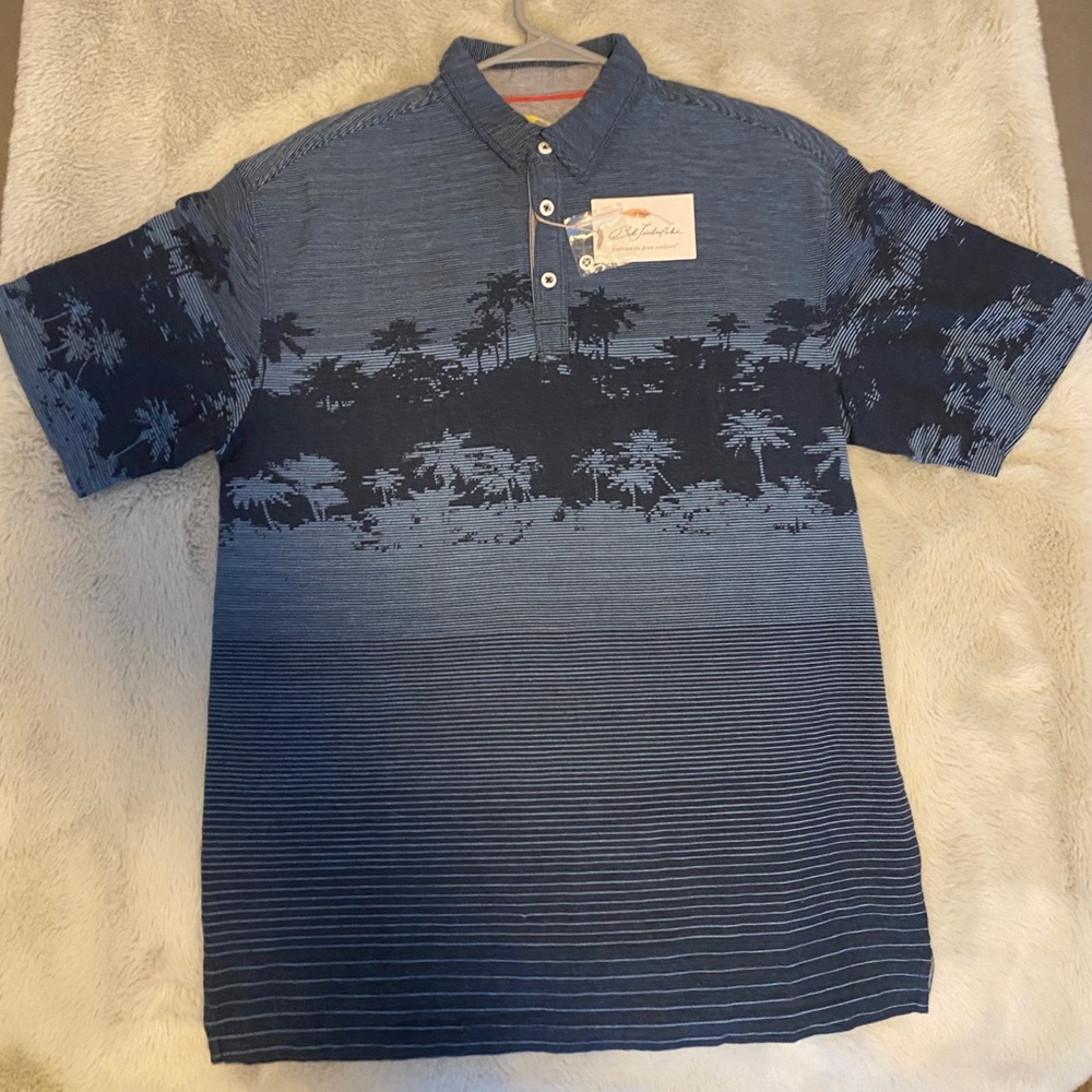 Mens Medium Bob Timberlake Palm Tree Polo Shirt